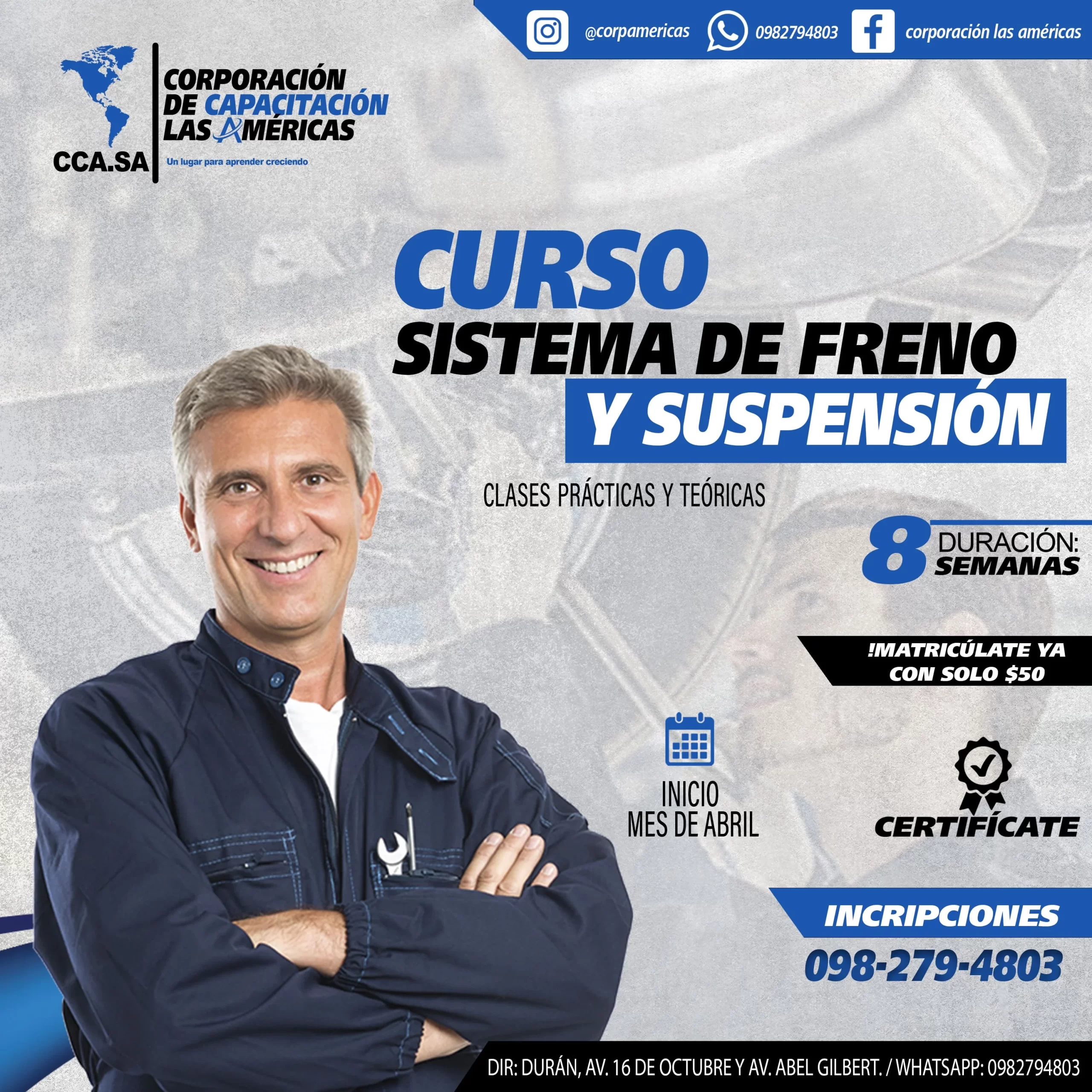 corporacion de Capacitacion las Americas curso de sistema de freno y suspension