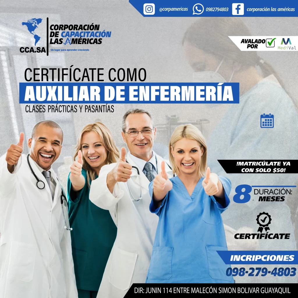 Auxiliar de enfermeria corporacion de capacitacion las americas