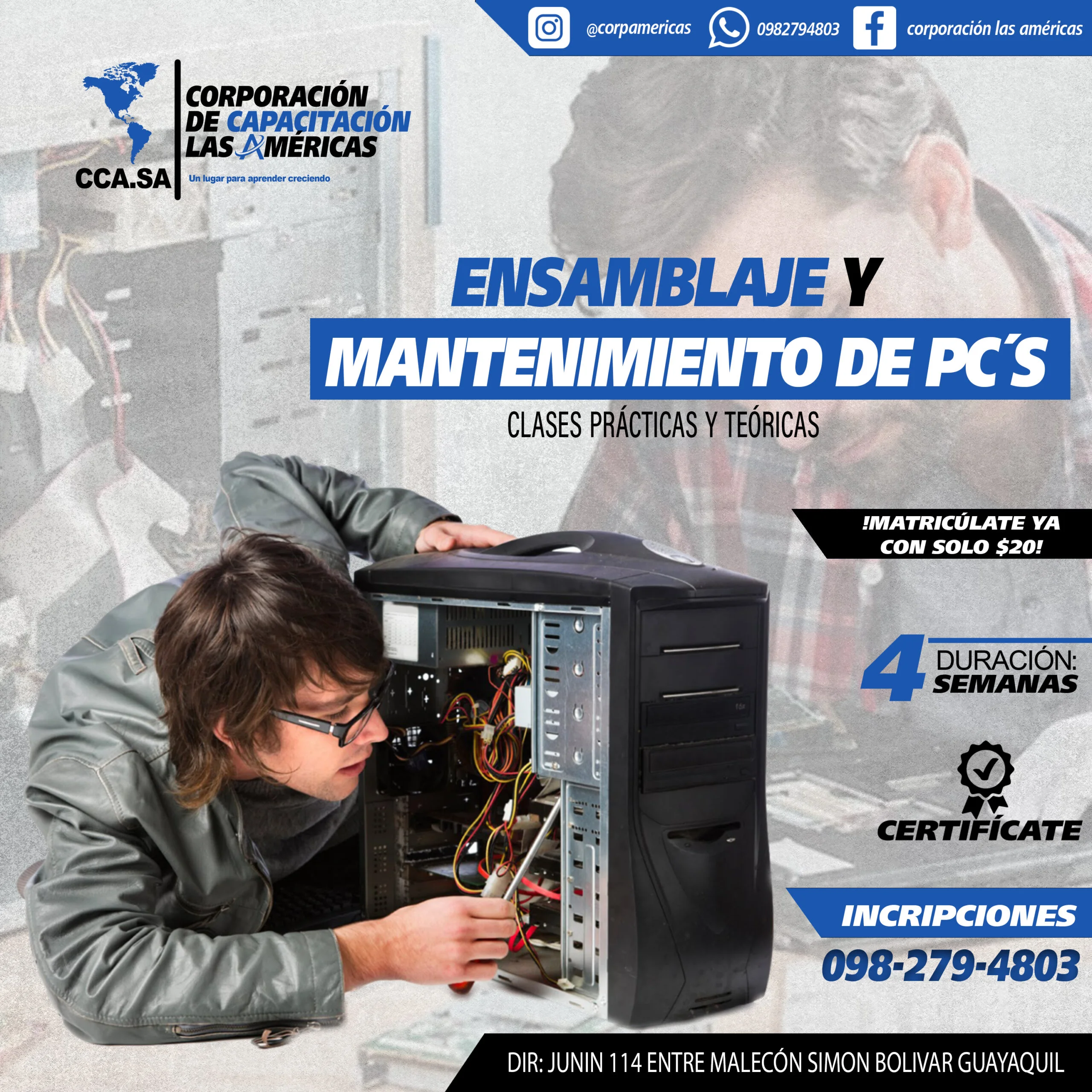 ensamblaje y mantenimiento del computador corporacion de capacitacion las americas